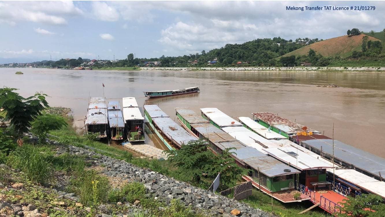 Slow boat fleet at Huay Xai on the Mekong